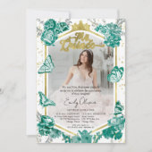 Mis Quince Photo Invitation papillon bilingue (Devant)