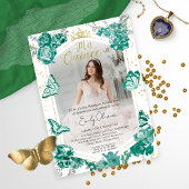 Mis Quince Photo Invitation papillon bilingue
