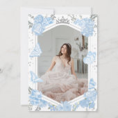 Mis Quince Photo Invitation Robe Bleue Dusty (Dos)