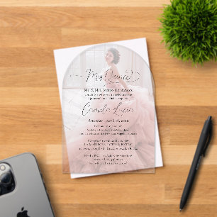 Mis Quince Photo Overlay Chic Modern Quinceañera Acryl Uitnodigingen