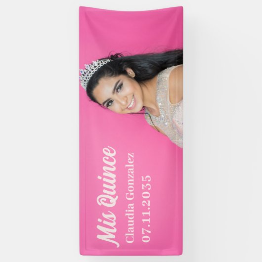 Mis Quince Quinceañera 15e verjaardag aangepaste f Spandoek (Verticaal)
