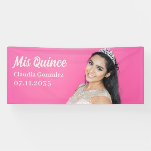 Mis Quince Quinceañera 15e verjaardag aangepaste f Spandoek (Horizontaal)