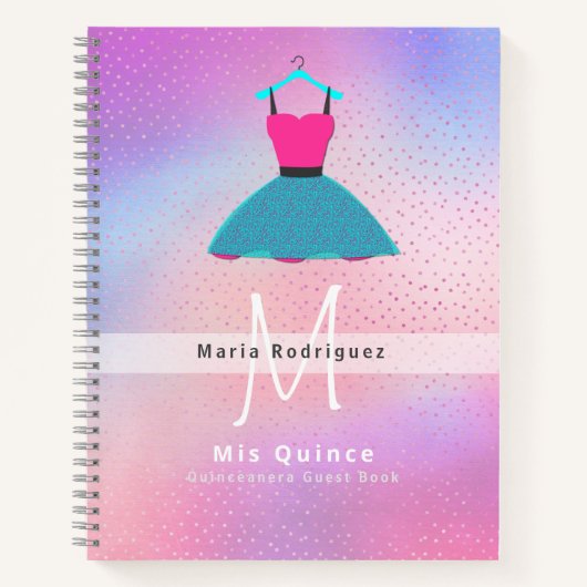 Mis Quince Quinceanera Dress GUEST BOOK Gepersonal Notitieboek (Voorkant)