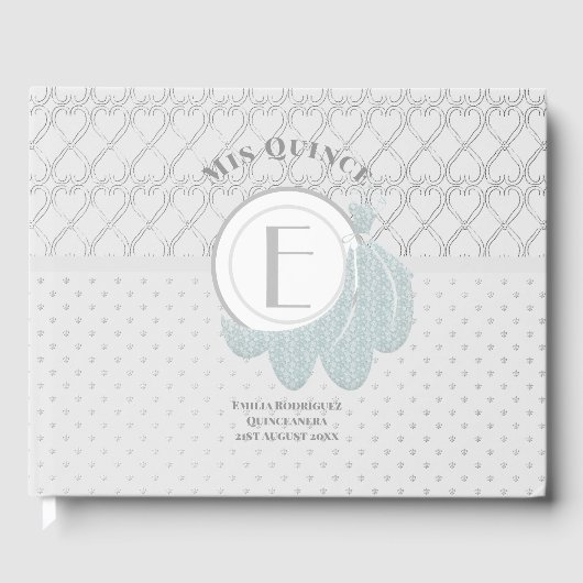 Mis Quince Quinceanera Dress GUEST BOOK Monogram Gastenboek (Voorkant)