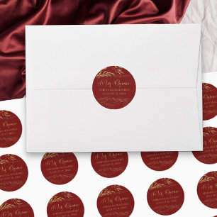 Mis Quince Red en Gold Leaf 15-jarig Ronde Sticker