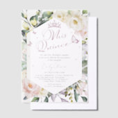 Mis Quince | Vlindergroen Floral Quinceañera Vellum Uitnodigingen (Offset)