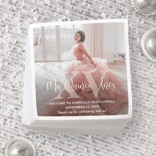 Mis XV Años Quinceañera Foto Modern 15e verjaardag Servet