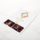 Mis XV Initial 2 Photos Gold Effect Floral Diamond Folie Uitnodiging (Gedraaid)