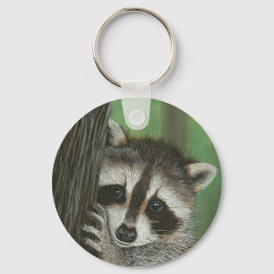 Mischief Raccoon omhoog een Boom sleutelhanger
