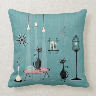 Mischief uit de middeleeuwen/kat-rood-behandeld II Kussen