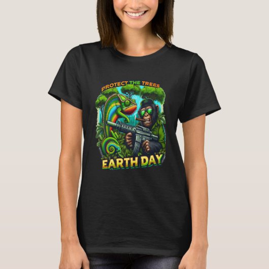Mischievous Aap en Kameleon Gunshow T-shirt (Voorkant)