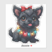 Mischievous Affenpinscher Verpakt in Kerstmis Sticker (Vel)