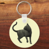 Mischievous Black Cat Sleutelhanger (Voorkant)