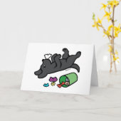 Mischievous Black Labrador Side Eye Kaart (Gele Bloem)