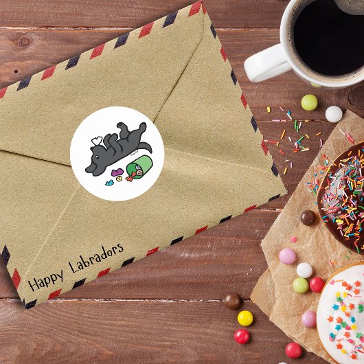 Mischievous Black Labrador Side Eye Ronde Sticker