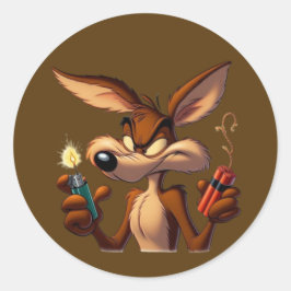 Mischievous Cartoon Coyote Ronde Sticker