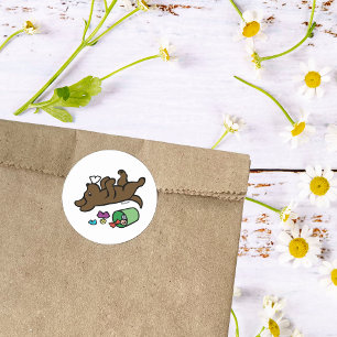 Mischievous Chocolate Labrador Side Eye Ronde Sticker