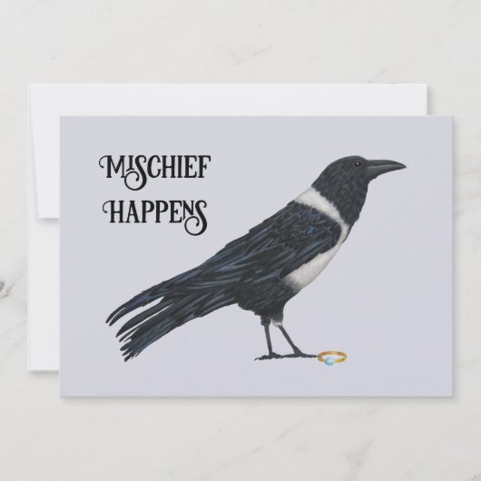 Mischievous Crow en Ring Flat Holiday Kaart (Voorkant)