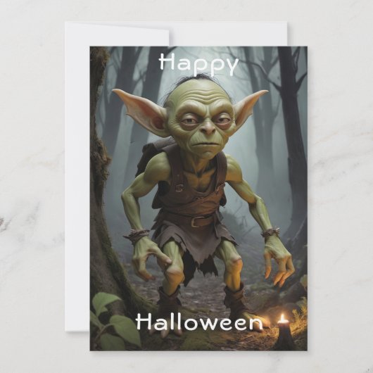 Mischievous Goblin Lurking in een spookbos Kaart (Voorkant)