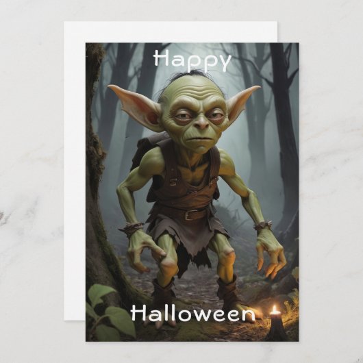 Mischievous Goblin Lurking in een spookbos Kaart (Voorkant / Achterkant)