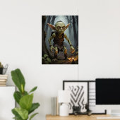 Mischievous Goblin Lurking in een spookbos Poster (Thuiskantoor)