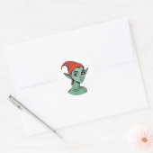Mischievous Green Elf / Goblin Cartoon Character Ronde Sticker (Envelop)