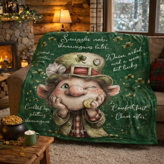 Mischievous Leprechaun Fleece Deken