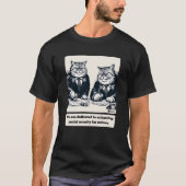 Mischievous Meows: De geslepen kat politicus T-shirt (Voorkant)