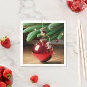 Mischievous muizen op een kerst ornament servet (Insitu)