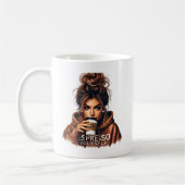 Mischievous Smirk - Stijlvol meisje nippen koffie Koffiemok (Links)