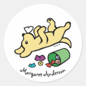 Mischievous Yellow Labrador Side Eye Ronde Sticker (Voorkant)