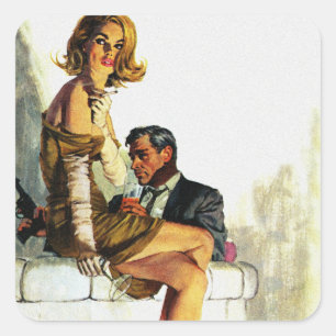 Misdaad Partners  Pulp Magazine Hoesje Kunst Vierkante Sticker