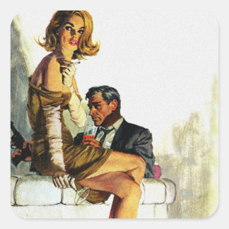 Misdaad Partners Pulp Magazine Hoesje Kunst Vierkante Sticker