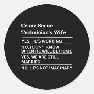 Misdaad-scène-technicus's van een werk ronde sticker
