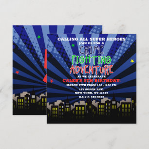 Misdaadbestrijdende Avontuur Superheld Verjaardags Kaart