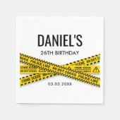 Misdaadscène Verjaardagsfeest met gele politieband Servet (Voorkant)