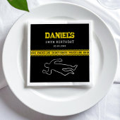 Misdaadscène Verjaardagsfeest met gele politieband Servet