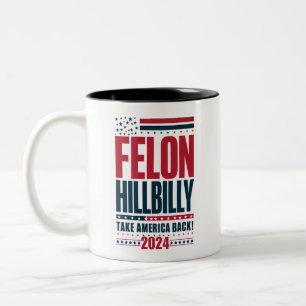 Misdadiger Hillbilly 2024 Trump Vance 2024 Verkiez Tweekleurige Koffiemok