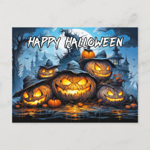 Misdragende pompoenen na donkere gelukkige Hallowe Briefkaart