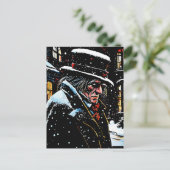 Miser Mister Ebenezer Scrooge Victoriaans Kerstmis Briefkaart (Staand voorkant)