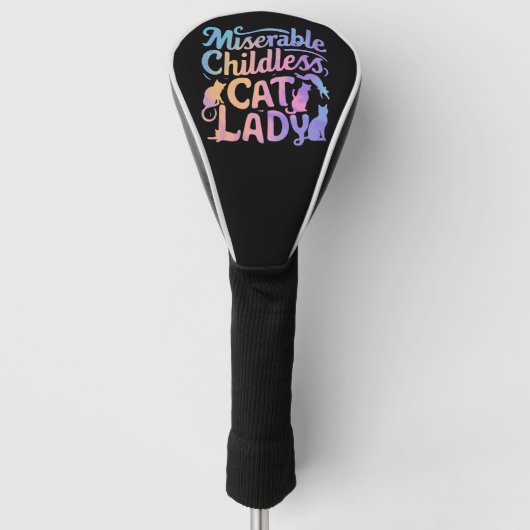Miserable kinderloze kat dame golfheadcover (Voorkant)