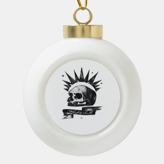 Misfit Skull Creative Character Art Style Keramische Bal Ornament (Voorkant)