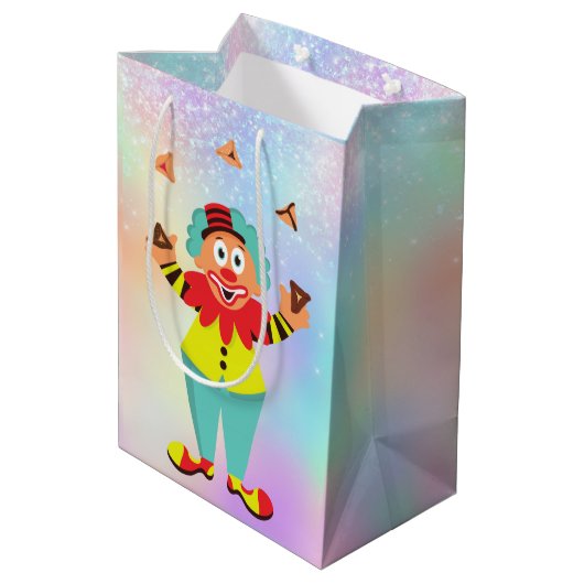 Mishloach Manot Clown Hamantash Purim Medium Cadeauzakje (Achterkant Gekanteld)