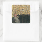 Misia op de Piano Vierkante Sticker (Tas)