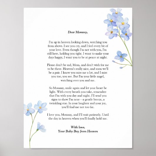 Miskraam Vergeet me niet Floral Verlies van Baby G Poster (Voorkant)