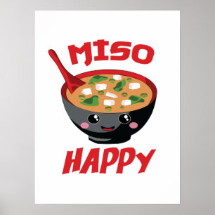 Miso Happy Funny Food Kawaii Poster