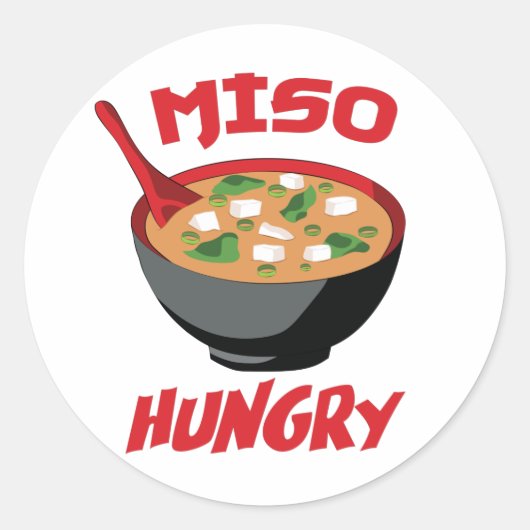 Miso Hungry Funny Food Kawaii Ronde Sticker (Voorkant)