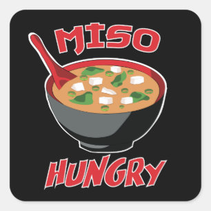 Miso Hungry Funny Food Kawaii Vierkante Sticker