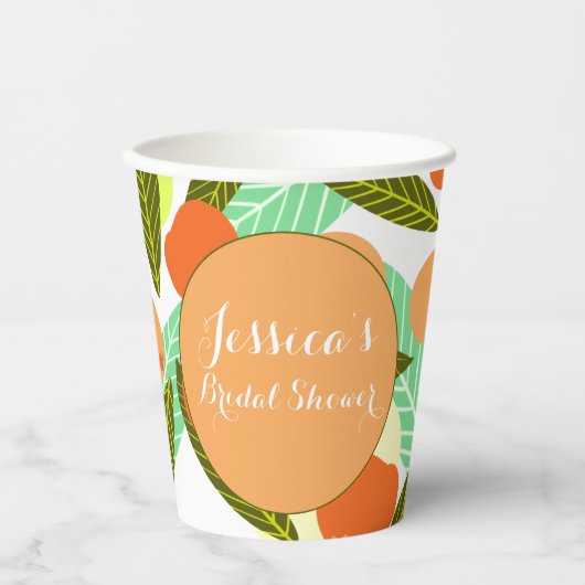 Mispel Fruitpatroon Bruidsmeisjesfeest Perzik  Papieren Bekers (Voorkant)