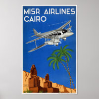 MISR Airlines Le Caire Egypte Poster vintage 1935